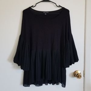 🎒 Cable & Gauge Pleated Chiffon Black Top